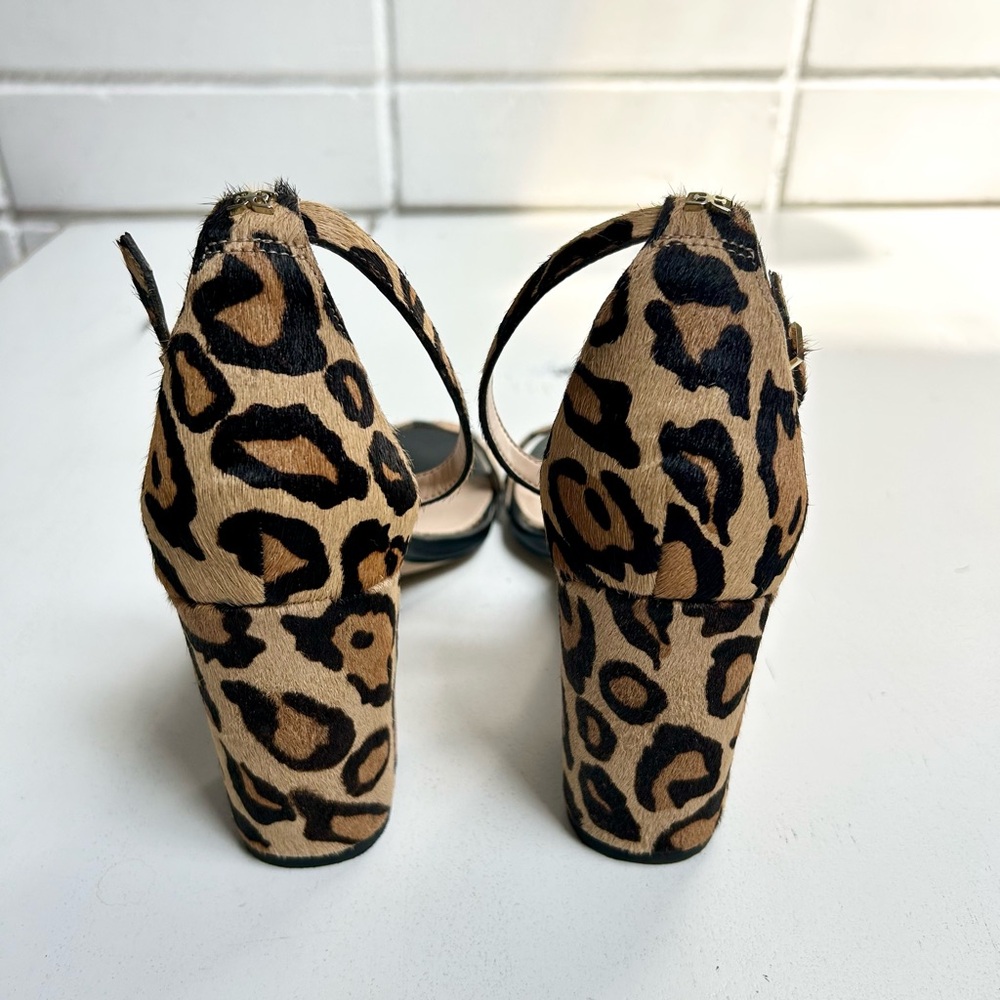 Sam Edelman Odilia leopard print fur ankle strap block heel Sandals Size 9.5 - Picture 5 of 10